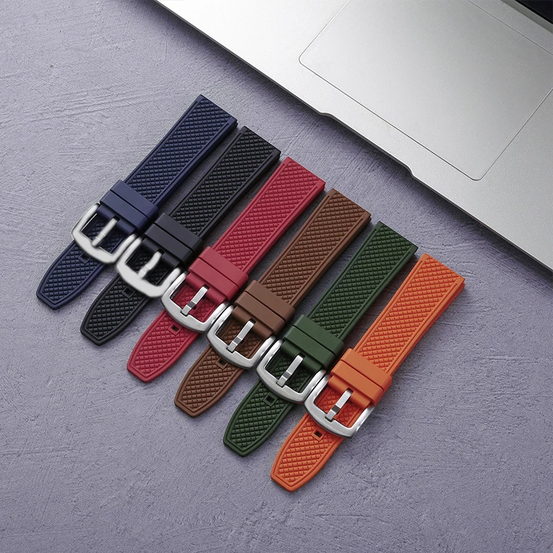 

22mm 20mm Fluoroelastomer Watch Strap for Traditional watches Premium FKM Rubber Band Quick Release Waterproof Dustproof