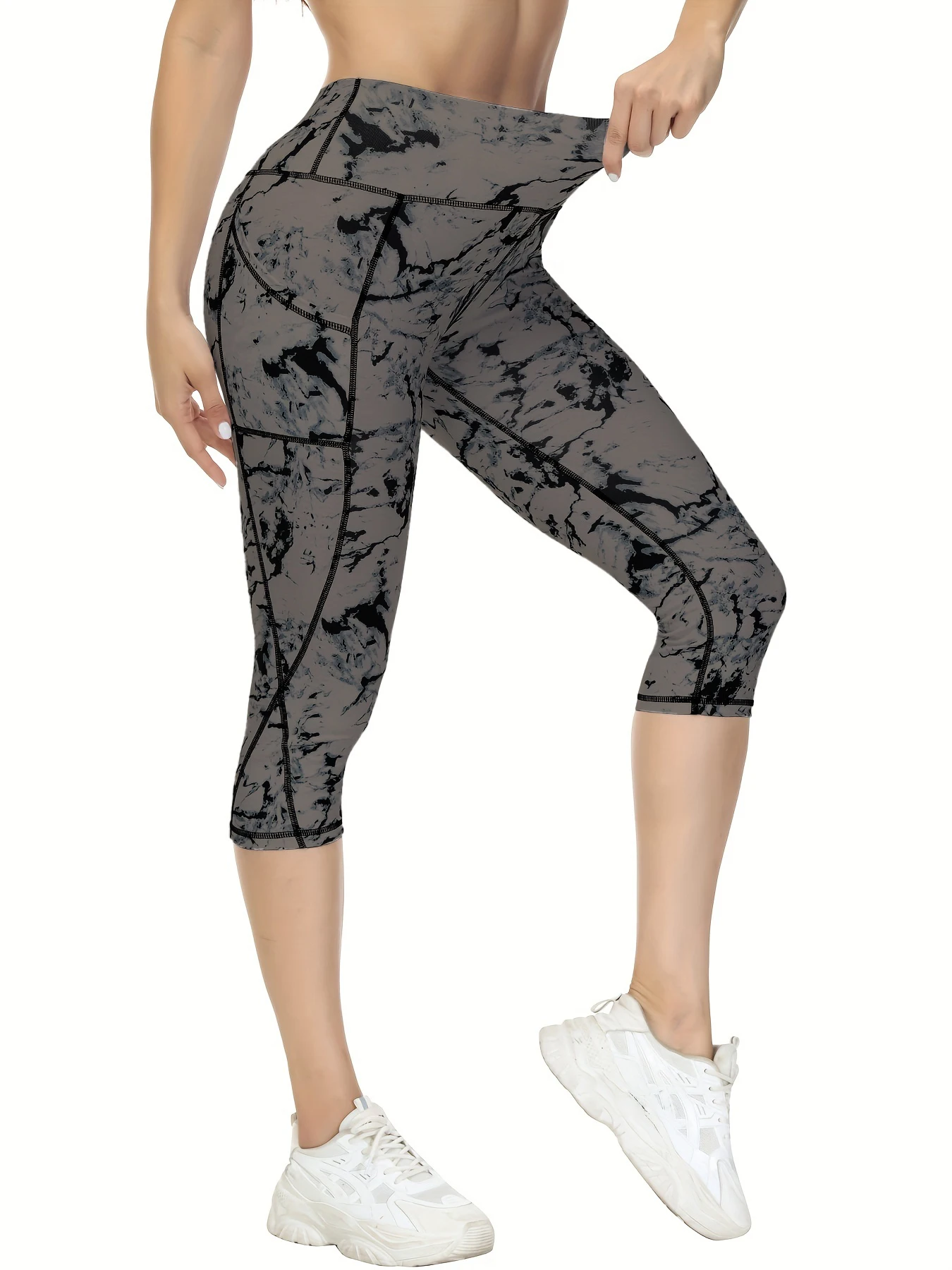 Capri Leggings for Women High Waisted Yoga Pants with Pockets Soft Black for Running Workout