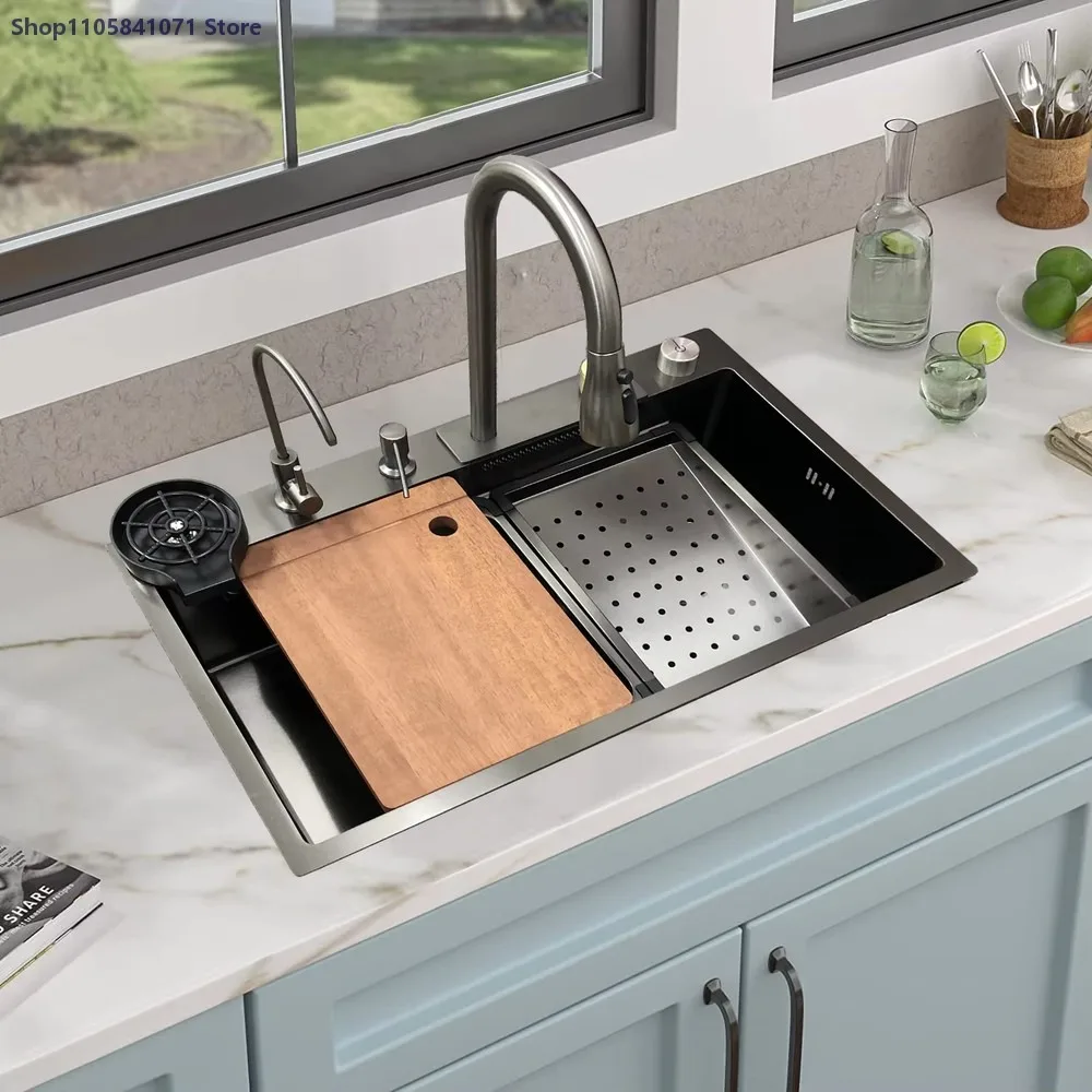 Rectangular Stainless Steel Single Bowl Kitchen Sink Brushed Finish Two Hole Drop In Modern Design No Faucet Included