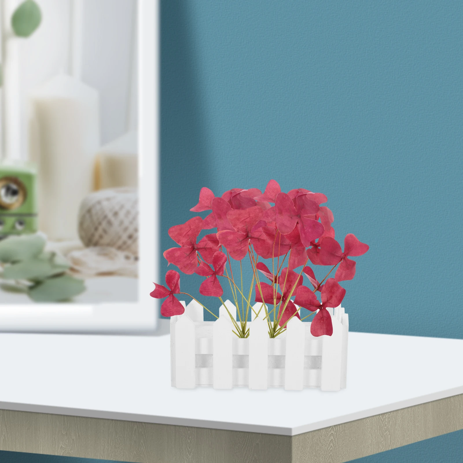 

2 Pcs Wooden Fence Flower Pot Diy Plant Container Basket Artificial White Garden