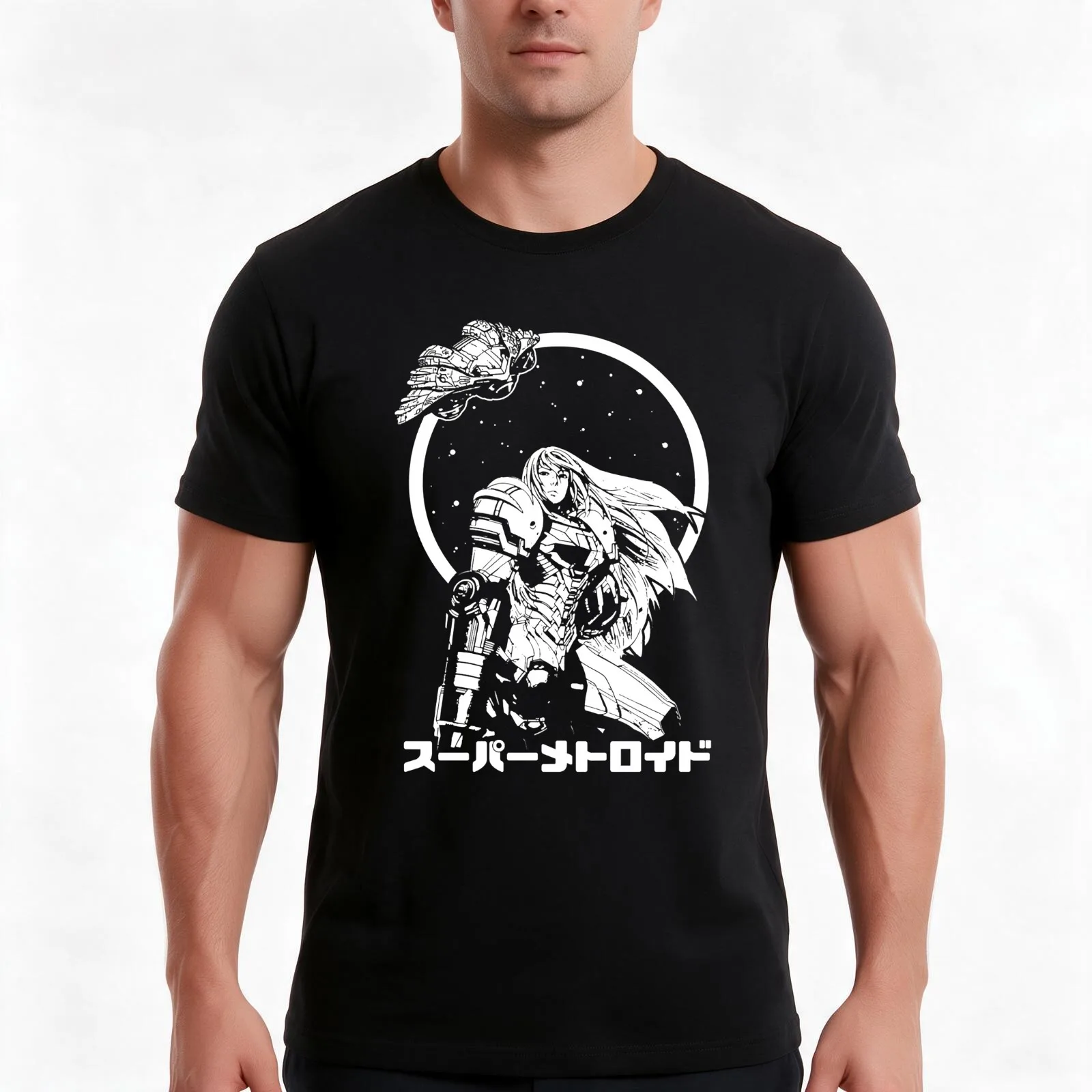SAMUS ARAN T-Shirt, Summer Casual Cotton Tee, Oversized Streetwear Tops, Vintage Graphic Print, Loose Fit Short Sleeve
