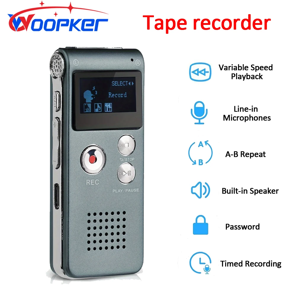 مسجل صوت رقمي 8 جيجابايت/16 جيجابايت/32 جيجابايت مسجل صوت صغير احترافي مشغل MP3 محرك فلاش USB مناسب للمحاضرات اليومية