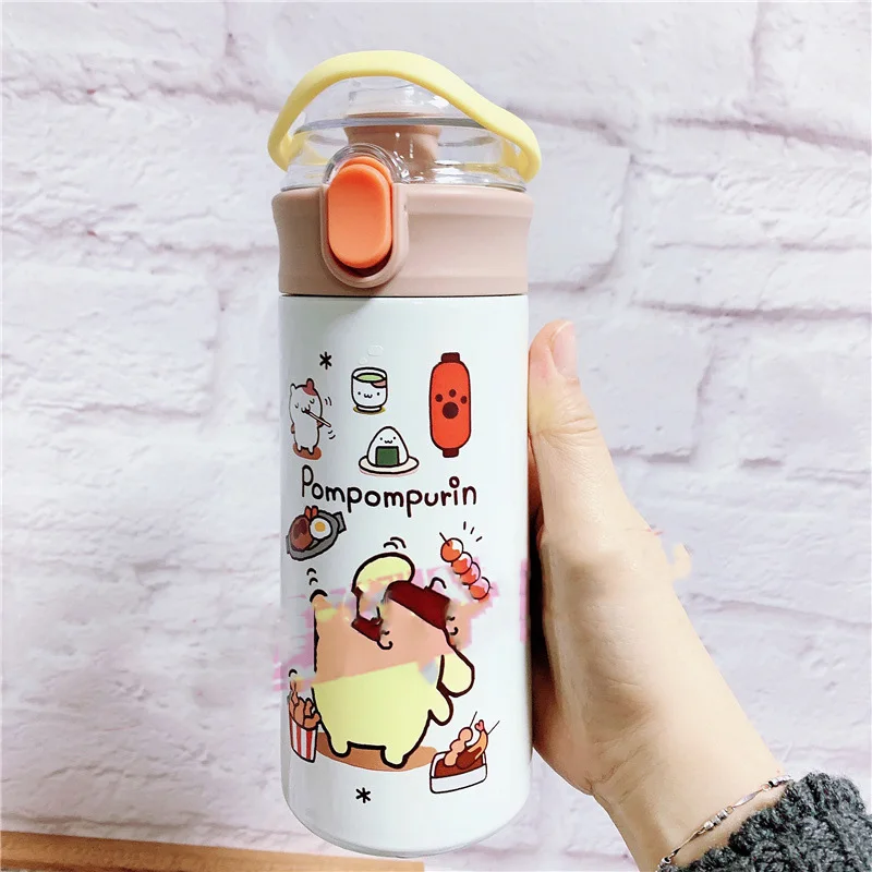 Cute Sanrio Thermos Kuromi Accessories Kawaii Anime 304 Stainless Steel Straw Mug Car Portable Drinking Cup Toys for Girls Gift