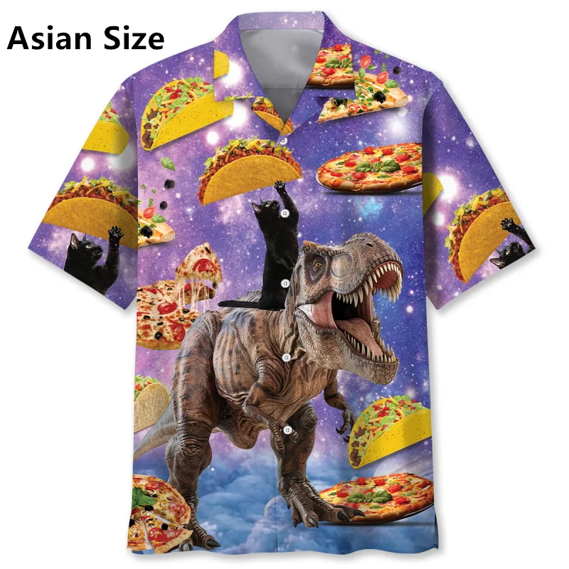 

Funny Dinosaur Hawaiian 3D Print Shirt For Men Casual Short Sleeve Men's Beach Shirts Blouse New In Men's Aloha Shirt