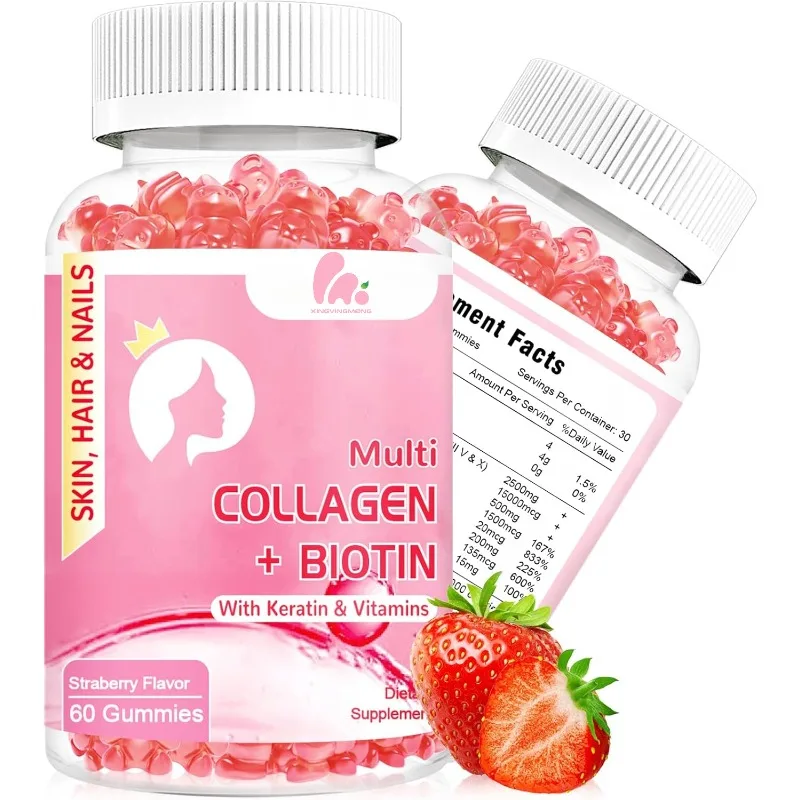

Collagen gummies, collagen and biotin keratin vitamin C supplement, suitable for both women and men, sugar free,30 day supply