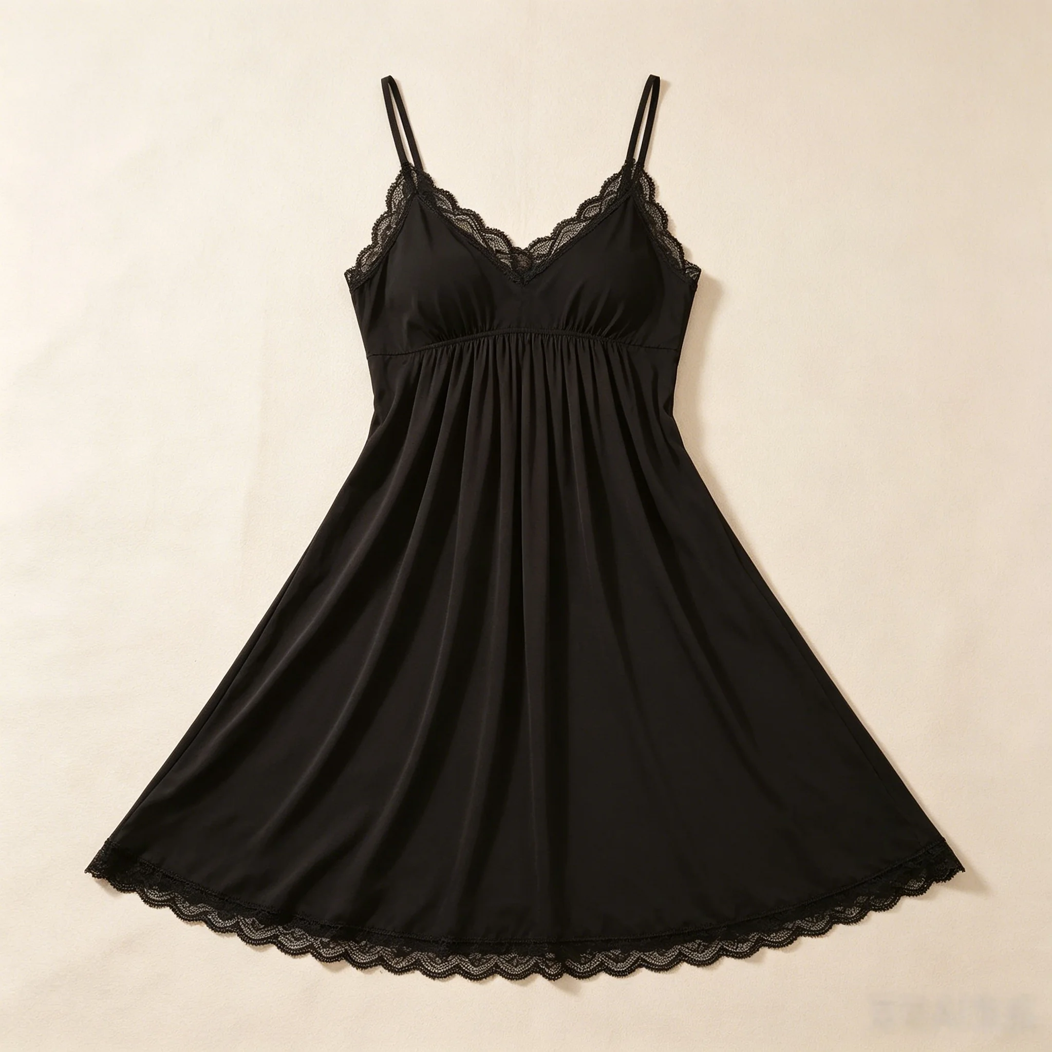 Women Soft Modal Nightgown Lace Trim V Neck Spaghetti Strap Loose Swing Midi Night Dress Breathable Casual Home Sleepwear Ladies image 3