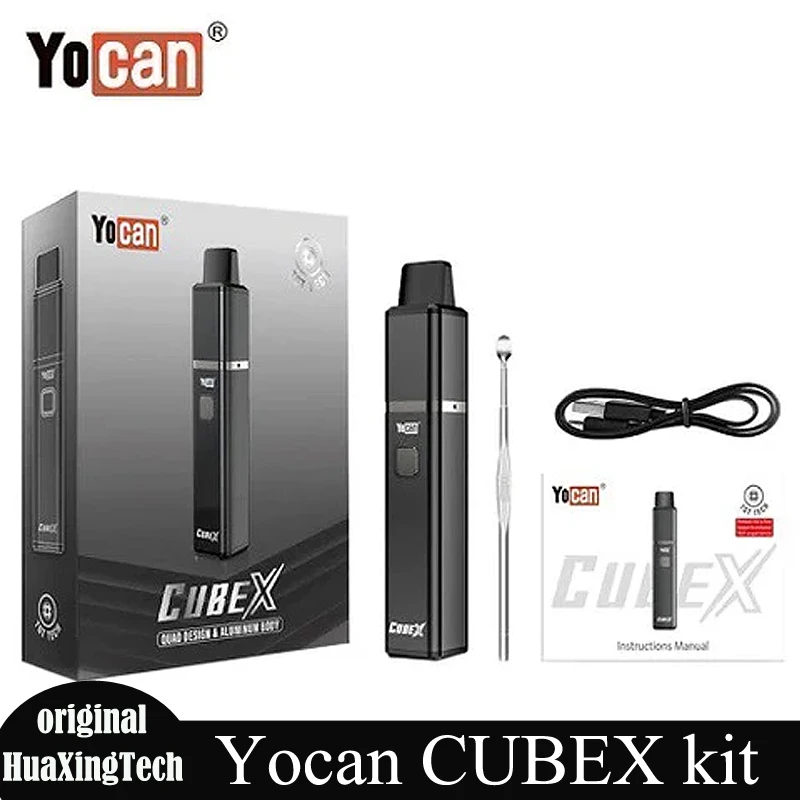 Original Yocan Cubex ชุด Vape 1400mAh แบตเตอรี่ TGT Coil Tech 3 ระดับแรงดันไฟฟ้า Type-C พอร์ตอิเล็กทรอนิกส์บุหรี่ Vaporizer ปากกา Vape