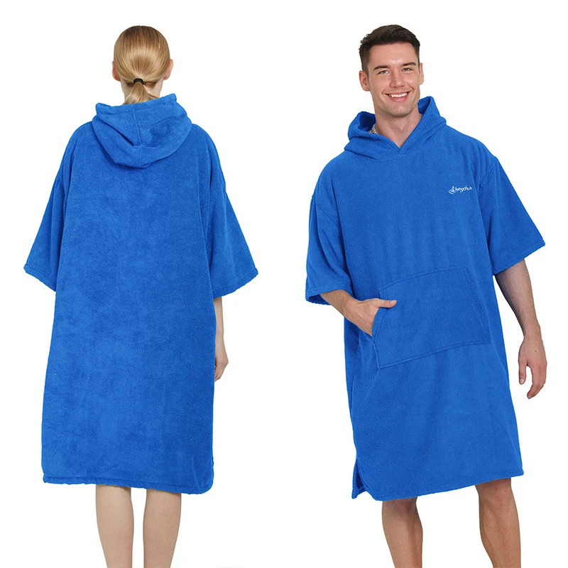 Men Microfiber Cloak Wetsuit Changing Bathrobe Beach Poncho Towel Outdoor Absorbent Quick -drying Hooded Bath Towels Women