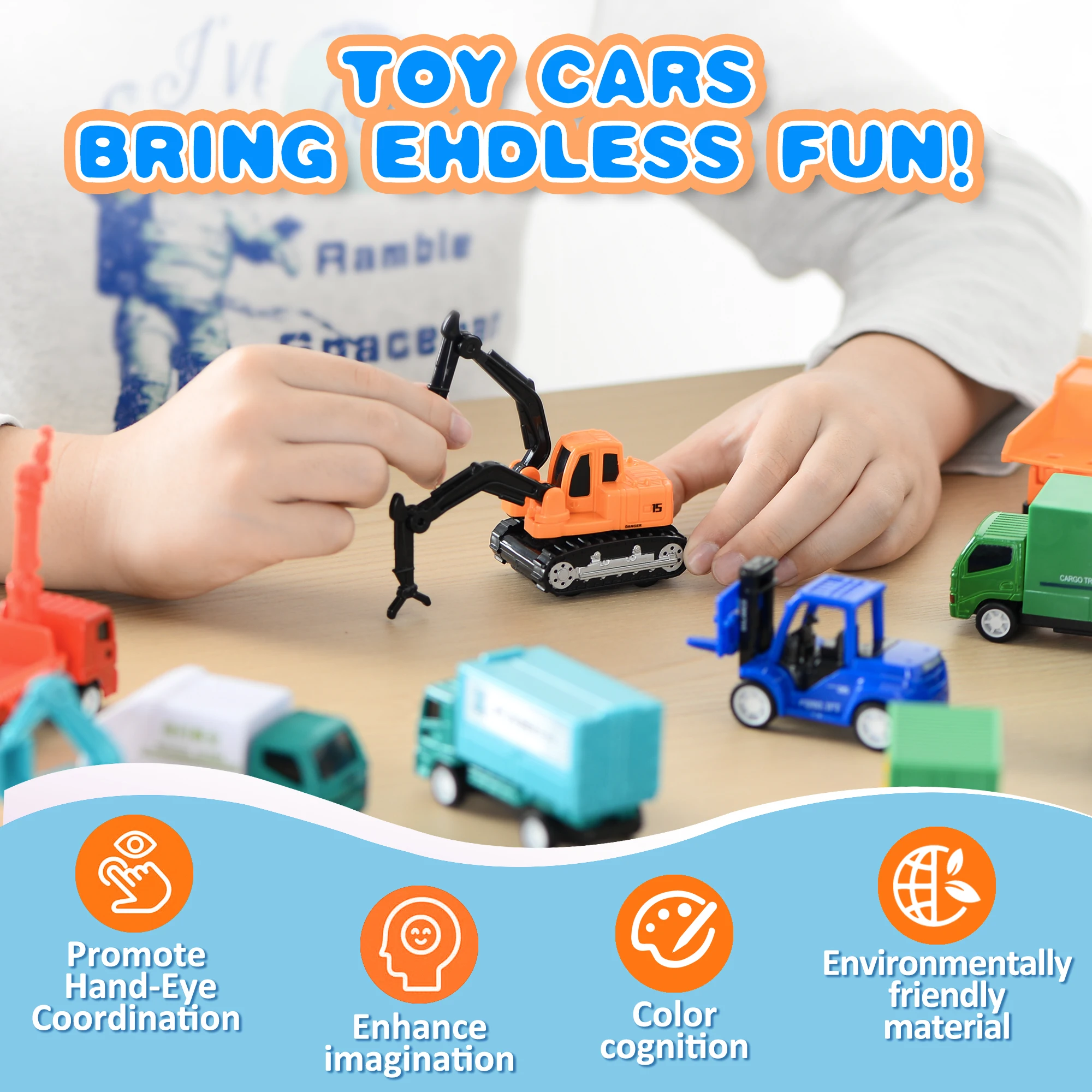 16pcs 마찰 구동 당겨 도시 자동차 트럭 엔지니어링 차량 모델 자동차 교육 장난감 소년 어린이 장난감 선물