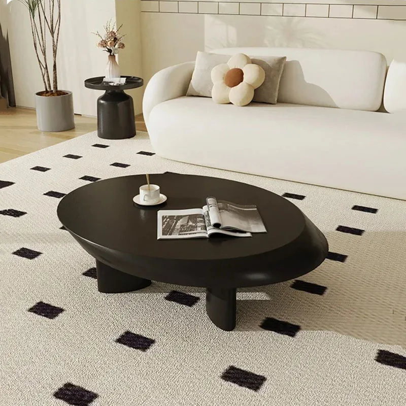 

Black Italian Oval Coffee Table Decoration Tray Center Hotel Side Table Nordic Designer Industrial Mesa Living Room Furniture