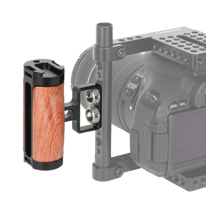 Pegangan Samping Kayu Kamera CAMVATE dengan Dudukan Sekrup Ganda 1/4-20, Dapat Disesuaikan Secara Vertikal, Geser 1,7 inci untuk Pegangan Kamera Cage