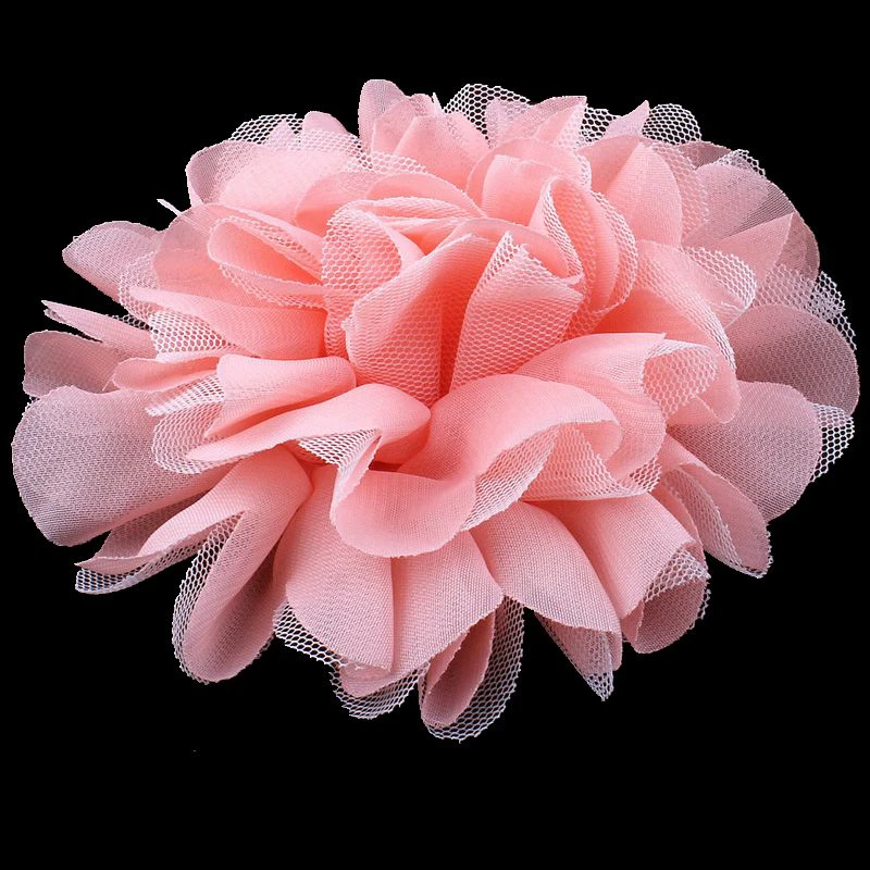 12CM 5 Colors Chic Large Mesh tulle Fabric Flower For Sweet Girl Pastel Color FlatBack Chiffon Flower For Headbands