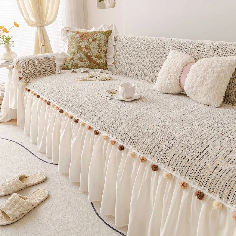 Sweet and Fresh Style Sofa Mat Comfortable Breathable Settee Decoration Anti Cat Scratch Anti Slip Dust Proof Couch Shroud Cloth