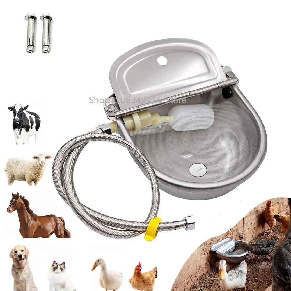 Auto-Filling Stainless Steel Water Dispenser, Automatic Drinking Bowl for Dogs Farm Livestock Cattle Horse Goat Sheep