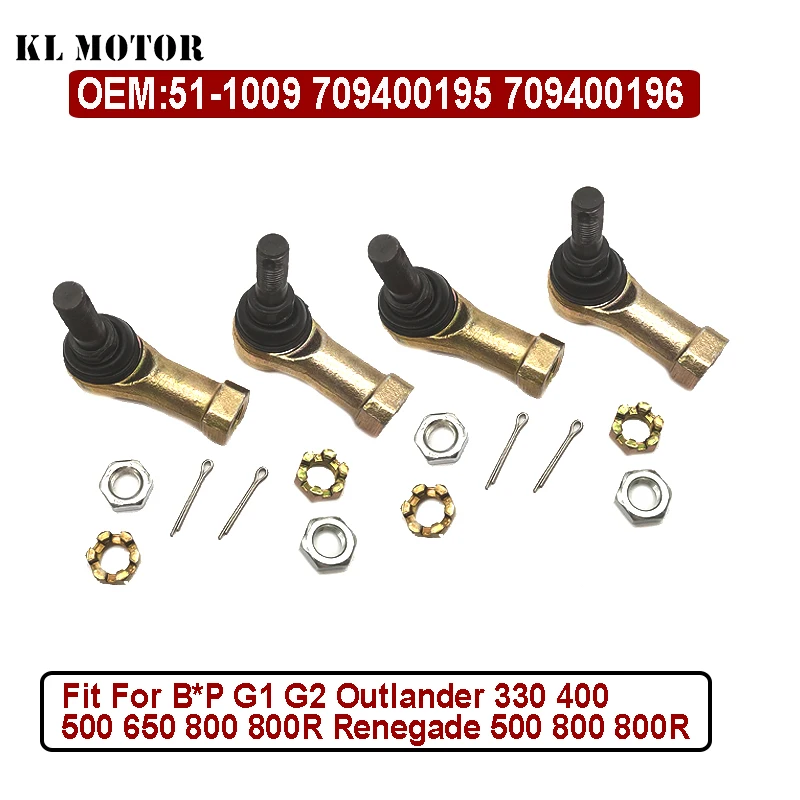 2 Sets Tie Rod End Kit for G1 G2 Outlander 330 400 500 650 800 800R Renegade 500 800 800R 51-1009 709400195 709400196