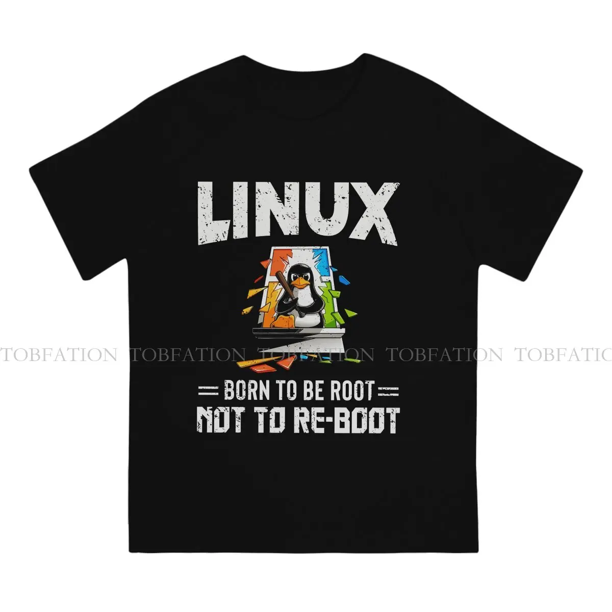 Linux Operating System Man TShirt Born To Be Root Not To Reboot Fashion T Shirt 100% Cotton Graphic Streetwear New Trend