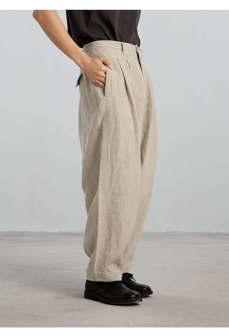 Fengbaoyu High-end Linen Men's Loose Large-Sized Comfortable Pants for Outdoor Leisure Cool Breathable Wicking Away Sweat