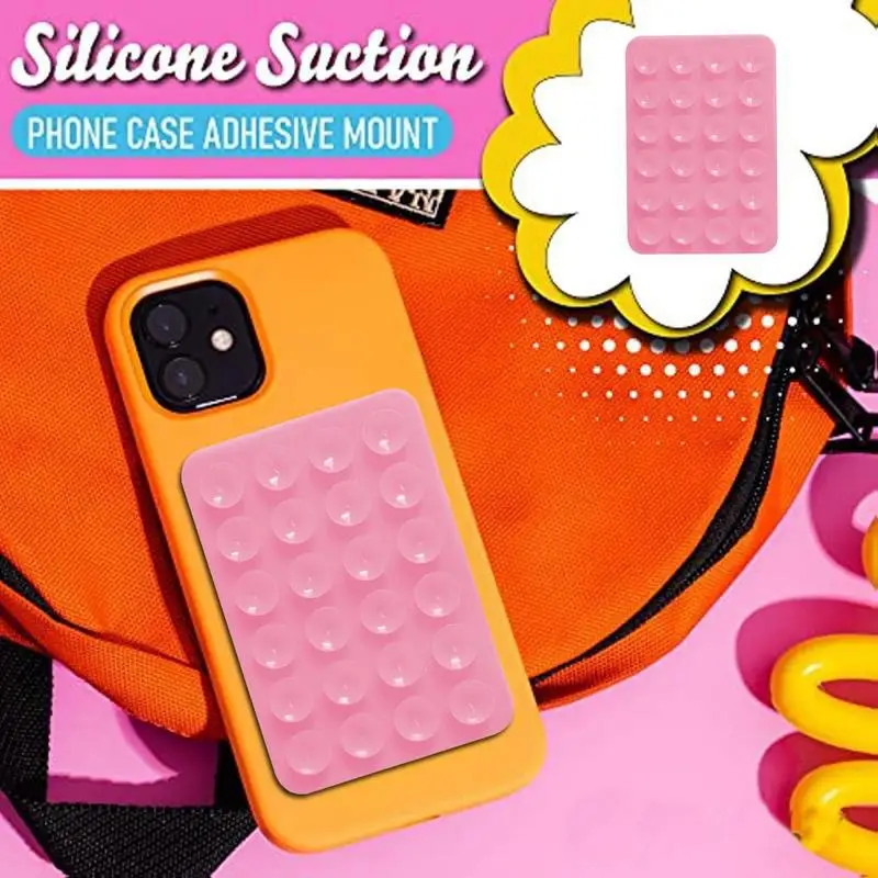 Suction Cup Wall Stand Mat Multifunctional Silicone Leather Square Phone Single-Sided Case Anti-Slip Holder Mount Suction