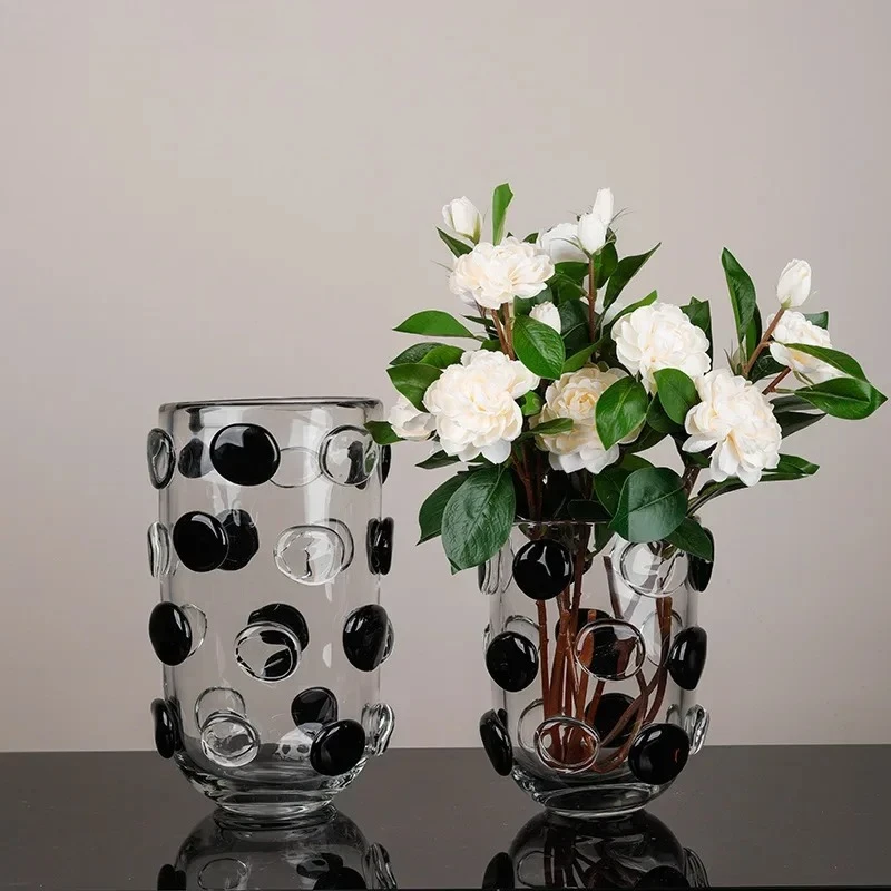 Creative Polka Dot Glass Vase Hydroponics Plant Pots Table Decoration Flower Arrangement Floral Vases Room Aesthetic Decor