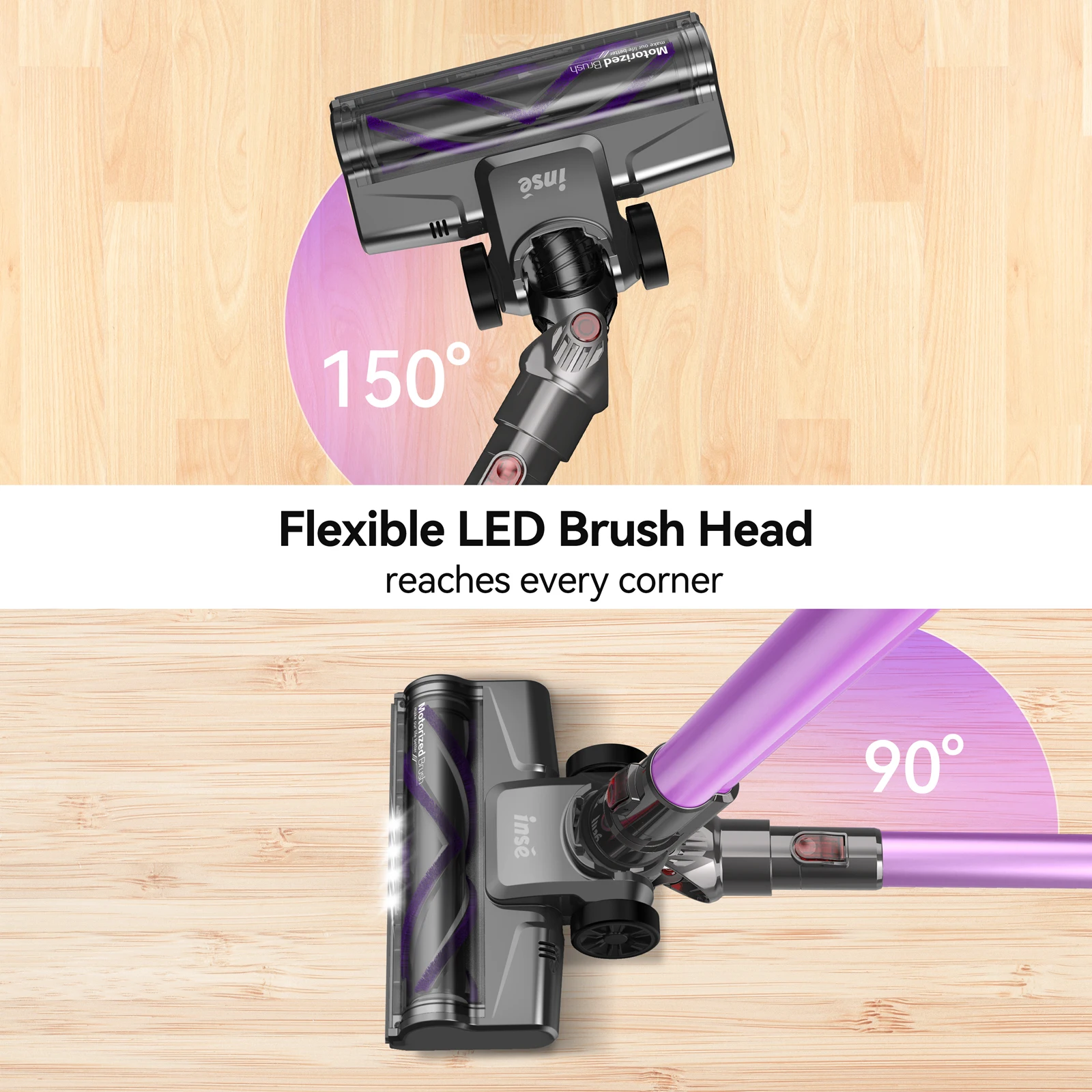 Беспроводной пылесос INSE N660, ручной пылесос 20 кПа 6 в 1 для ковров, твердого пола, шерсти домашних животных