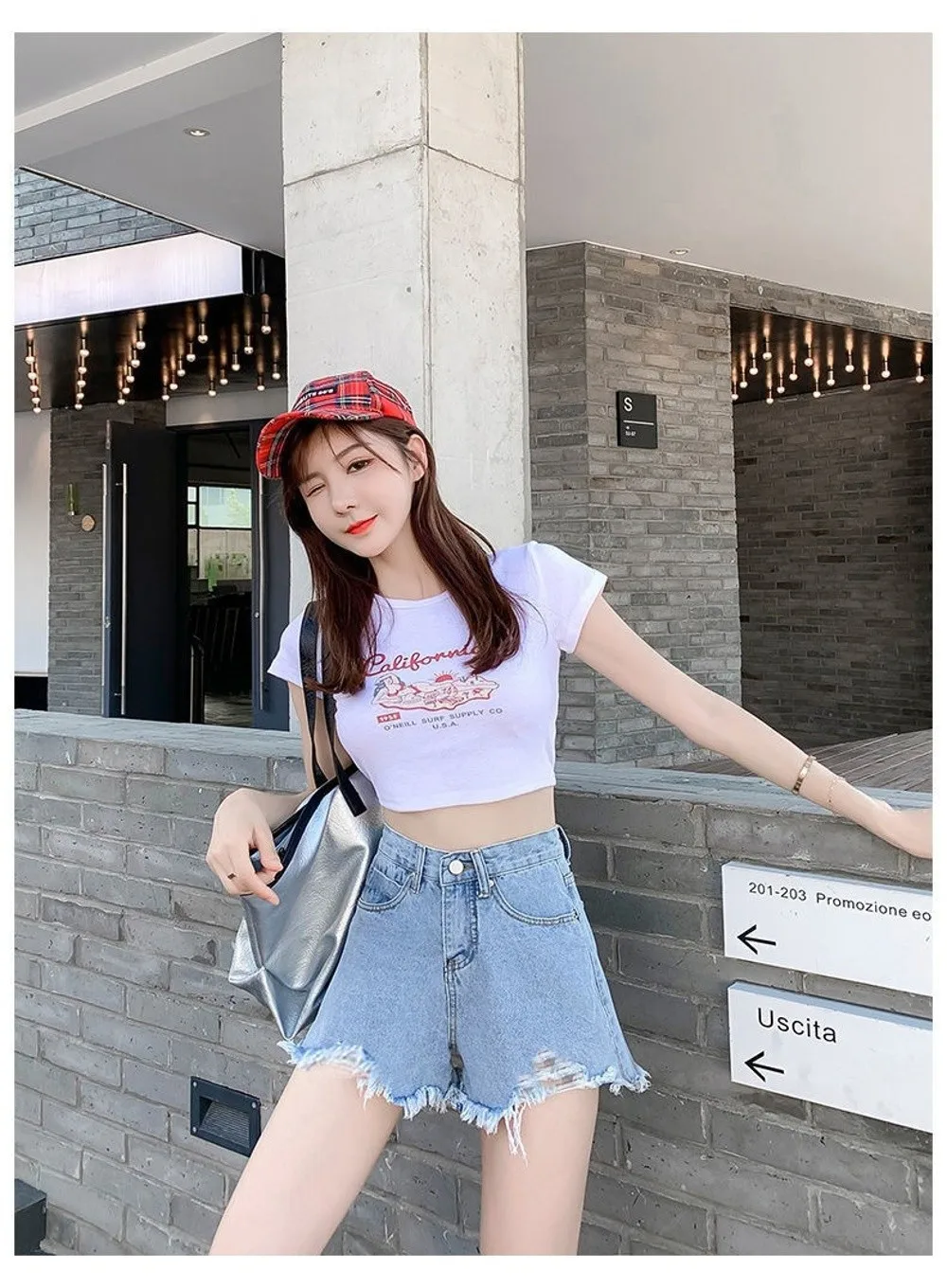 Trendige Dehnbare Jeans-Shorts für Damen, Hochgeschnittene Zerrissene Denim-Shorts mit Ausgefranstem Saum, Vielseitige Kurze Hosen für den Sommer – Detail 2