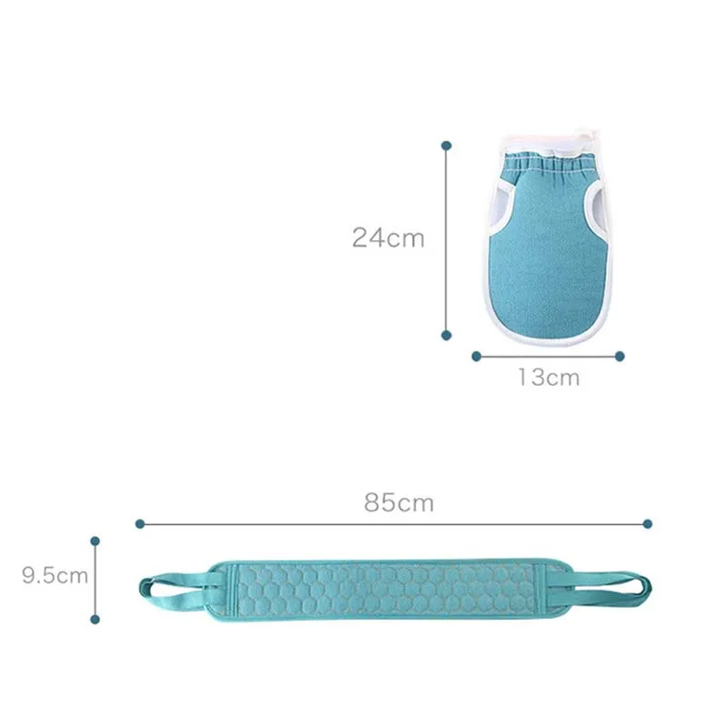 TILONDEX 3Pcs Bath Exfoliating Set Back Scrubber Strap Exfoliating Mitt Soft Mesh Bath Sponge Shower Body Cleansing Kit