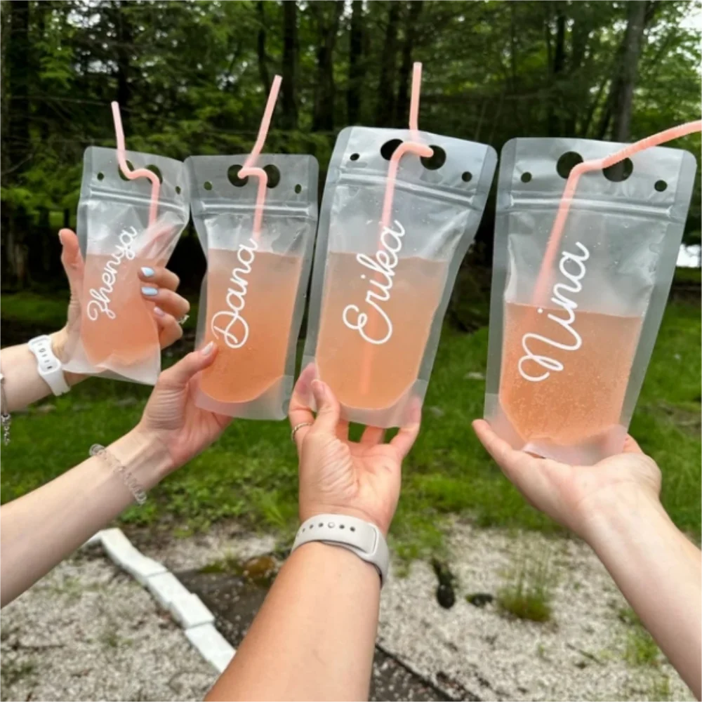 

Personalized Drink Pouches with Straw Pool, Bachelorette Party Favors, Bridesmaid Drink Pouches, Beach Ideas