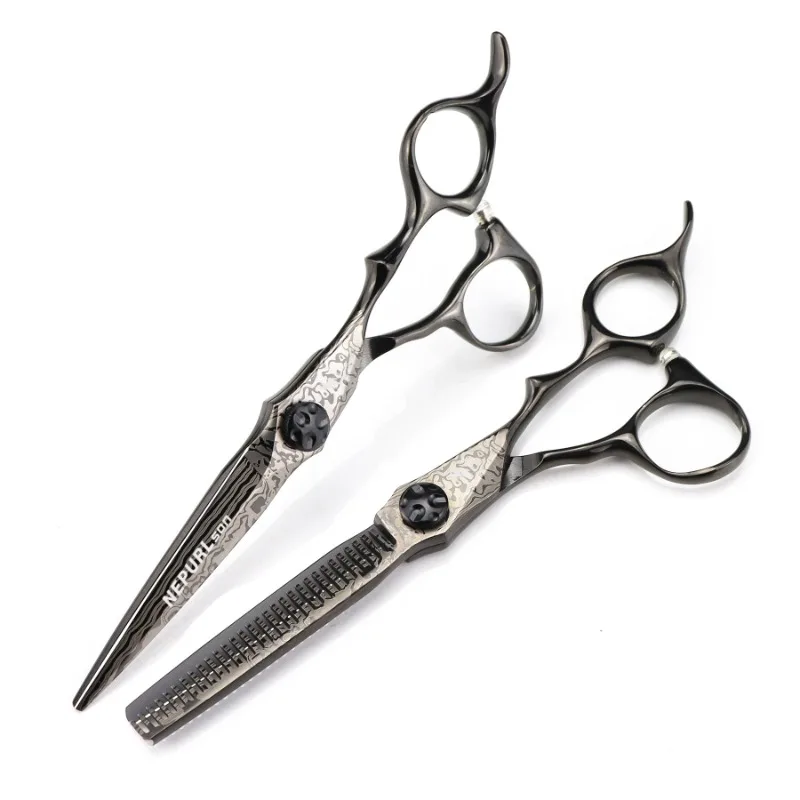 

Nepurlson Damascus Salon Hair Scissors 6 Inch Professional Barbershop Hairdressing Cutting Thinning Scissors