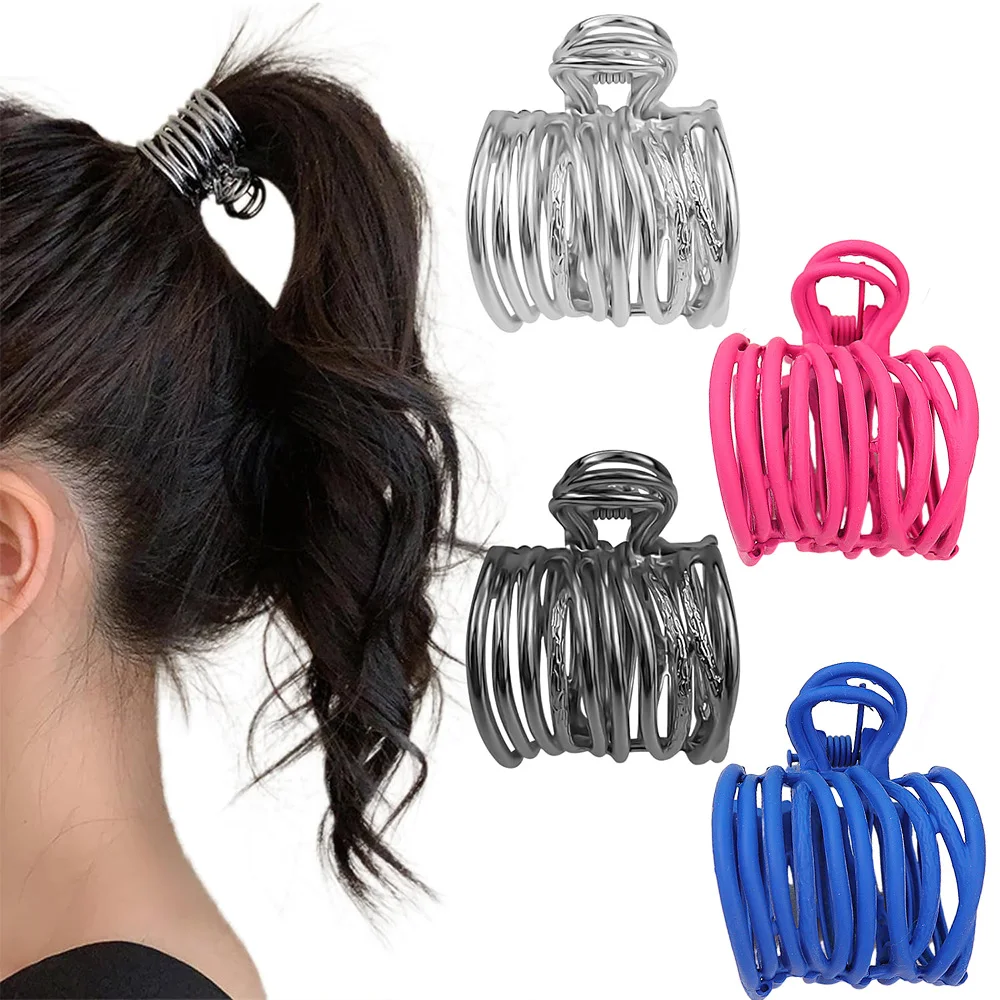 Fashion Irregular Metal Hair Claws Nonslip Strong Holder For Women Girl High Ponytail Holder Clips Solid Color Thick Hair Grip