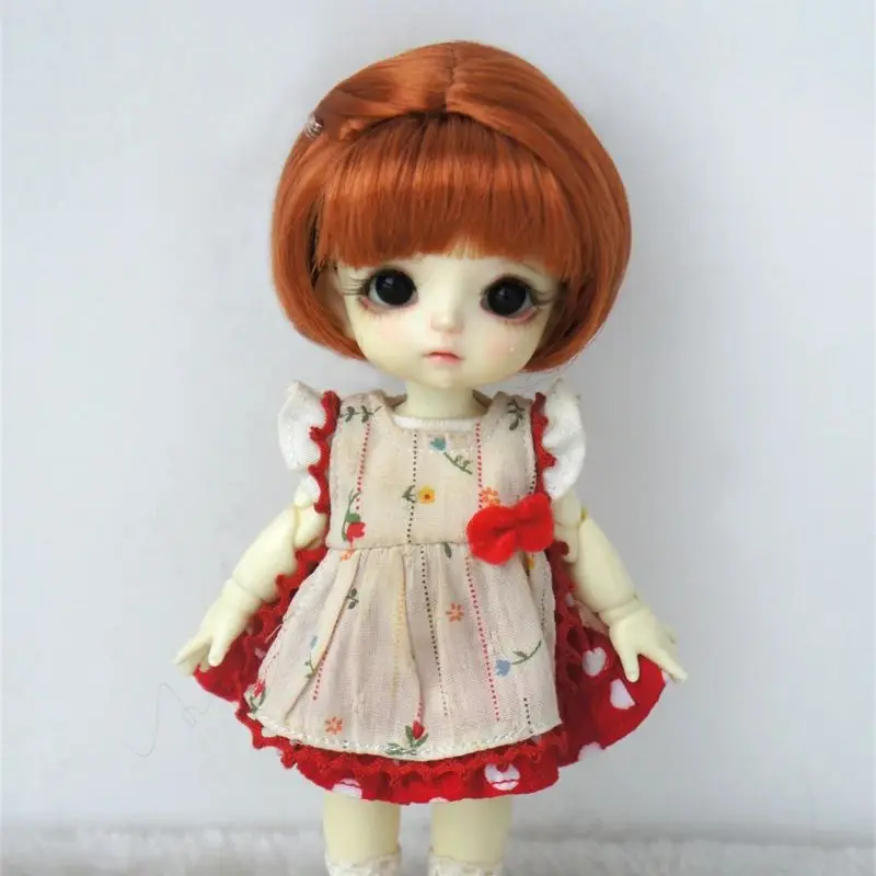 JD668 OB11 Lati Yellow Synthetic Mohair Wig Short Pony Bobo Cut Full Thin Bangs 5-6 Inch 13-15CM Fashion Doll Hair BJD