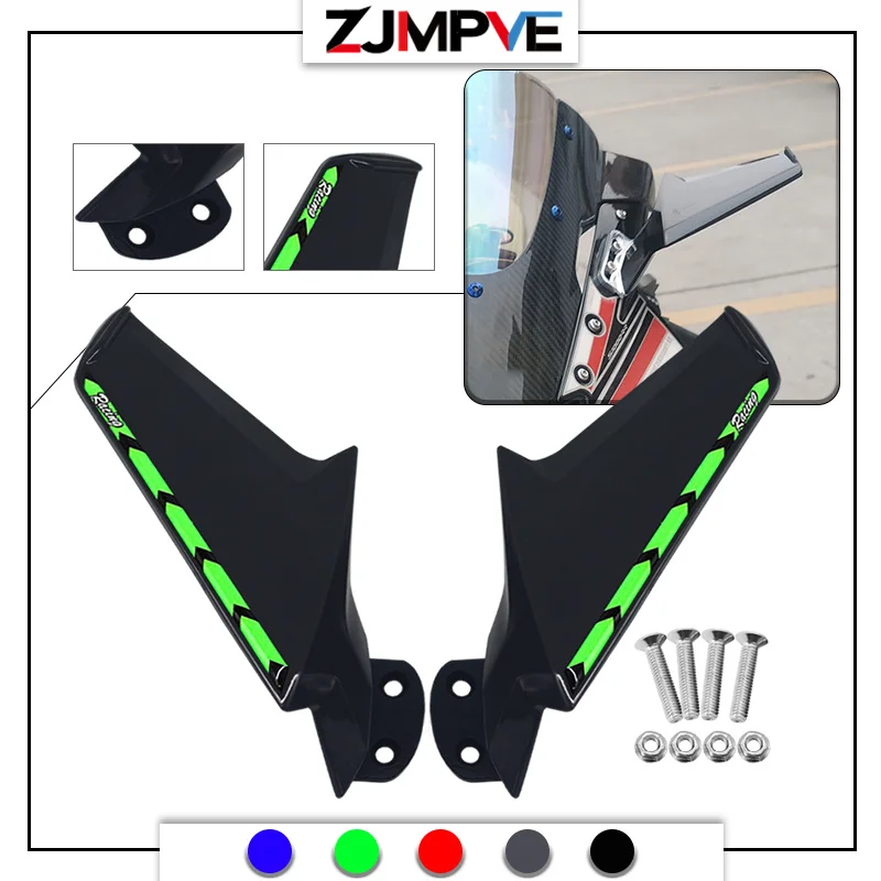 

Motorcycle Mirrors Winglets Modified Fixed Wind Wing Side Spoiler Fairing Rearview Mirror For NINJA400 ZX-6R ZX-10R Ninja 6R 10R