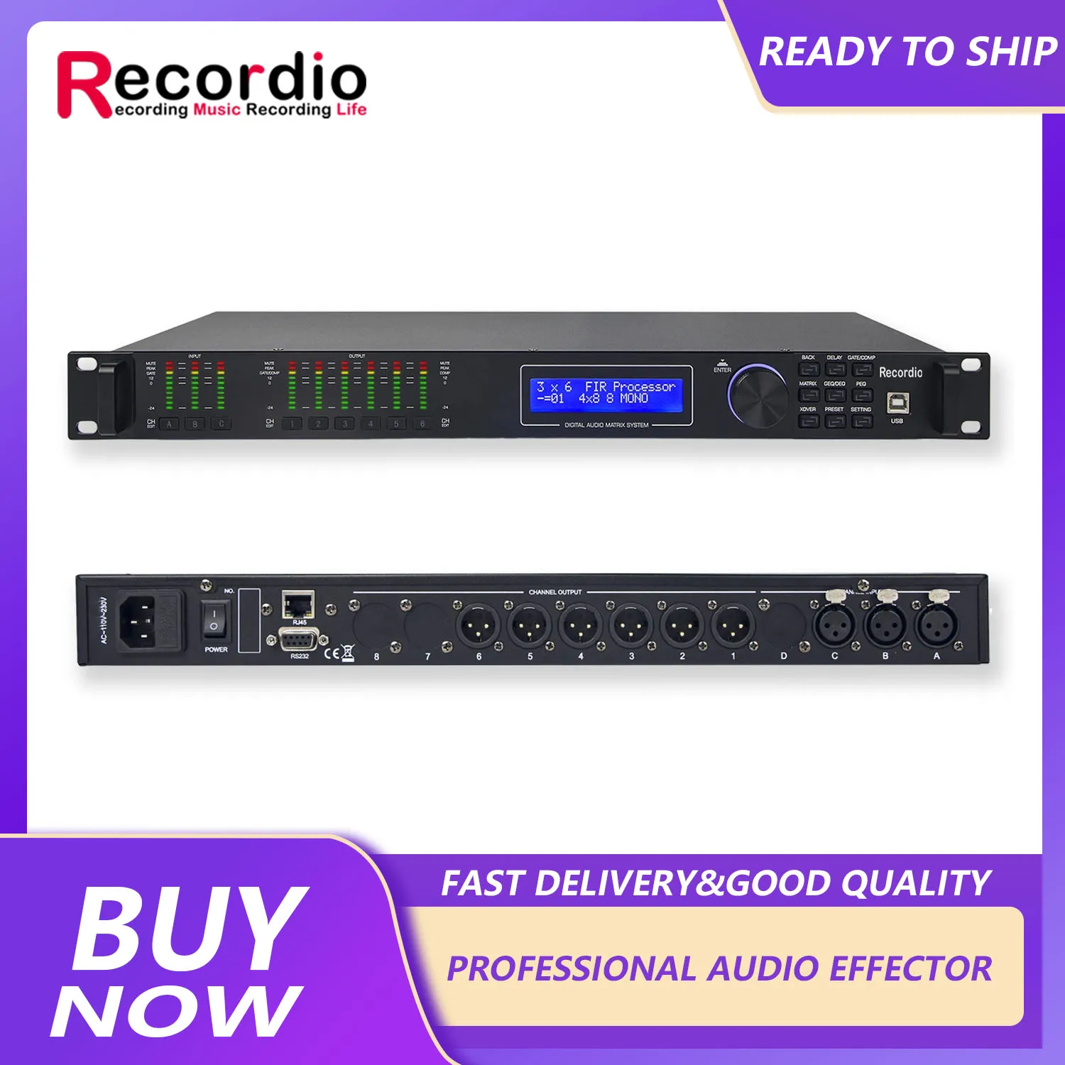 

GAX-LA408 Professional 4 input 8 output Processor Supports Multi-Channel Analog Signal Routing DSP Digital Audio Processor