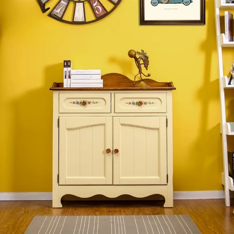 American pastoral and rural style solid wood Mediterranean, shoe cabinet, storage cabinet, side cabinet