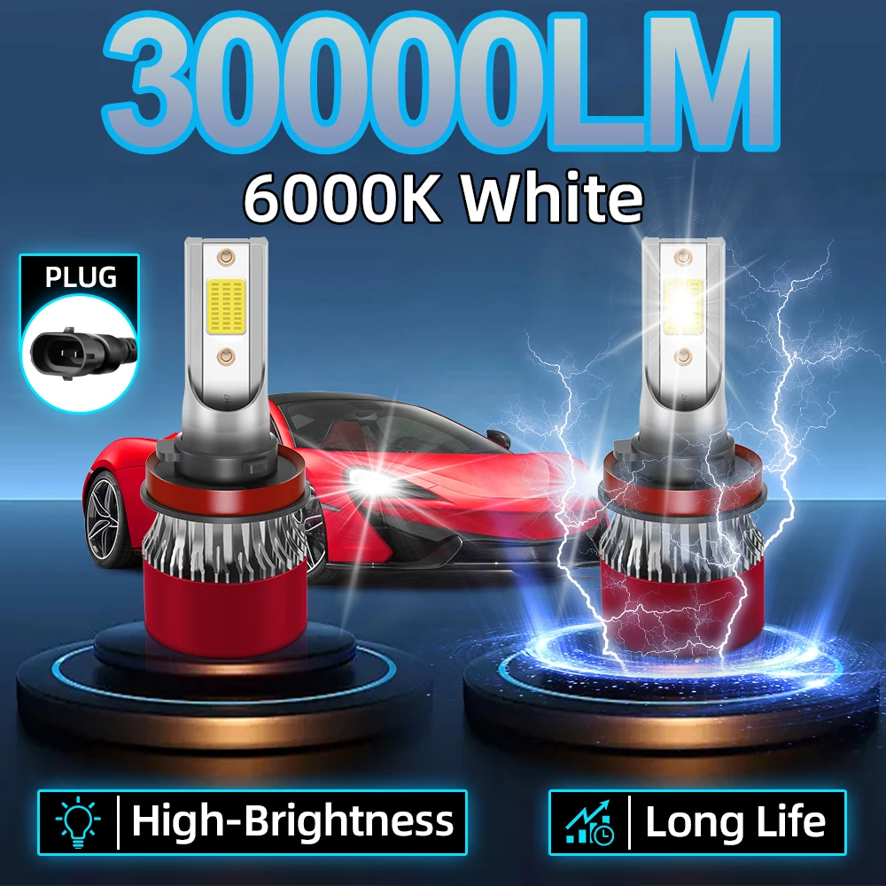 2PCS H8 H9 H11 LED scheinwerfer Lampen Hallo/Lo strahl Auto Lichter 30000LM 180W Super Helle COB Chips scheinwerfer Lampe Für DC12-24V Autos