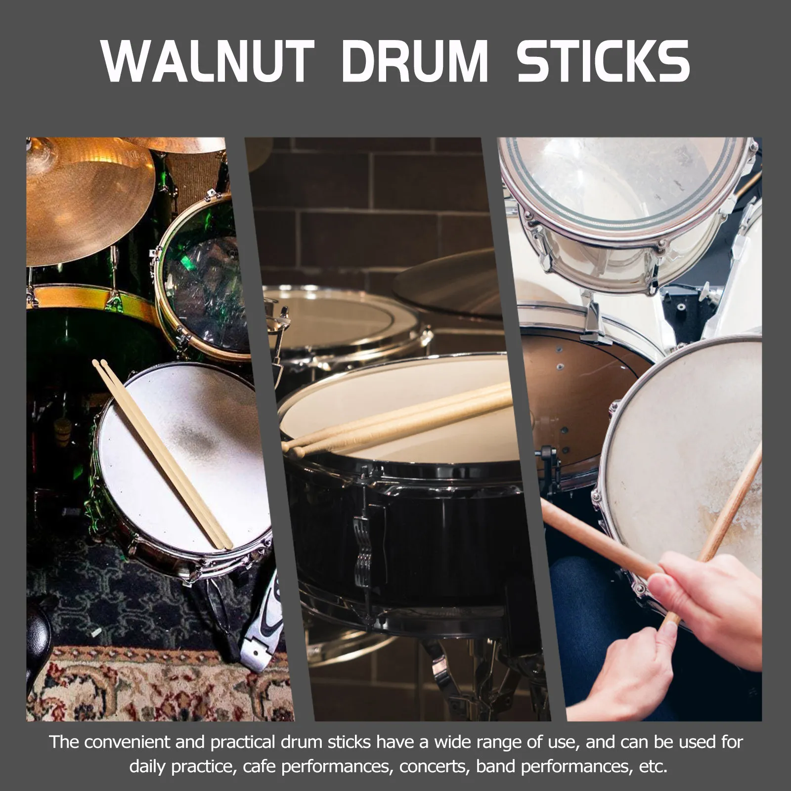 1Pair Walnut Drum Sticks 7A Wooden Percussion Drumsticks Professional Band Practice Concert Accessories Beginner Music Tools