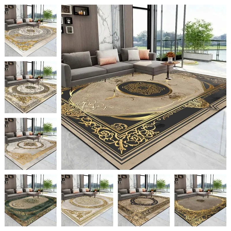 Nordic Luxury Carpet in The Living Room Decor Senior Gold Home Decor Decoration Bedroom Rug Non-slip Lounge Coffee Tables Mat