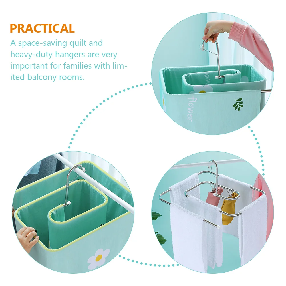 1 مجموعة 1 مجموعة الفولاذ المقاوم للصدأ دوامة لحاف رف الثقيلة بطانية شماعات يندبروف ورقة تجفيف الرف للملابس الضخمة