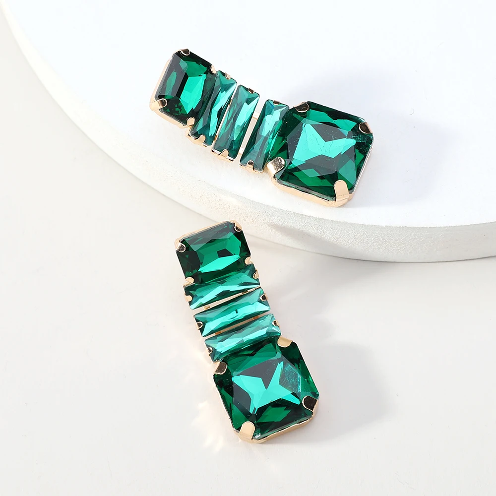 Shiny Glass Glamorous Decor Charm Holiday Party Pendant Jewelry Boho Trend Luxury Design Dangle Earrings For Women Accessories
