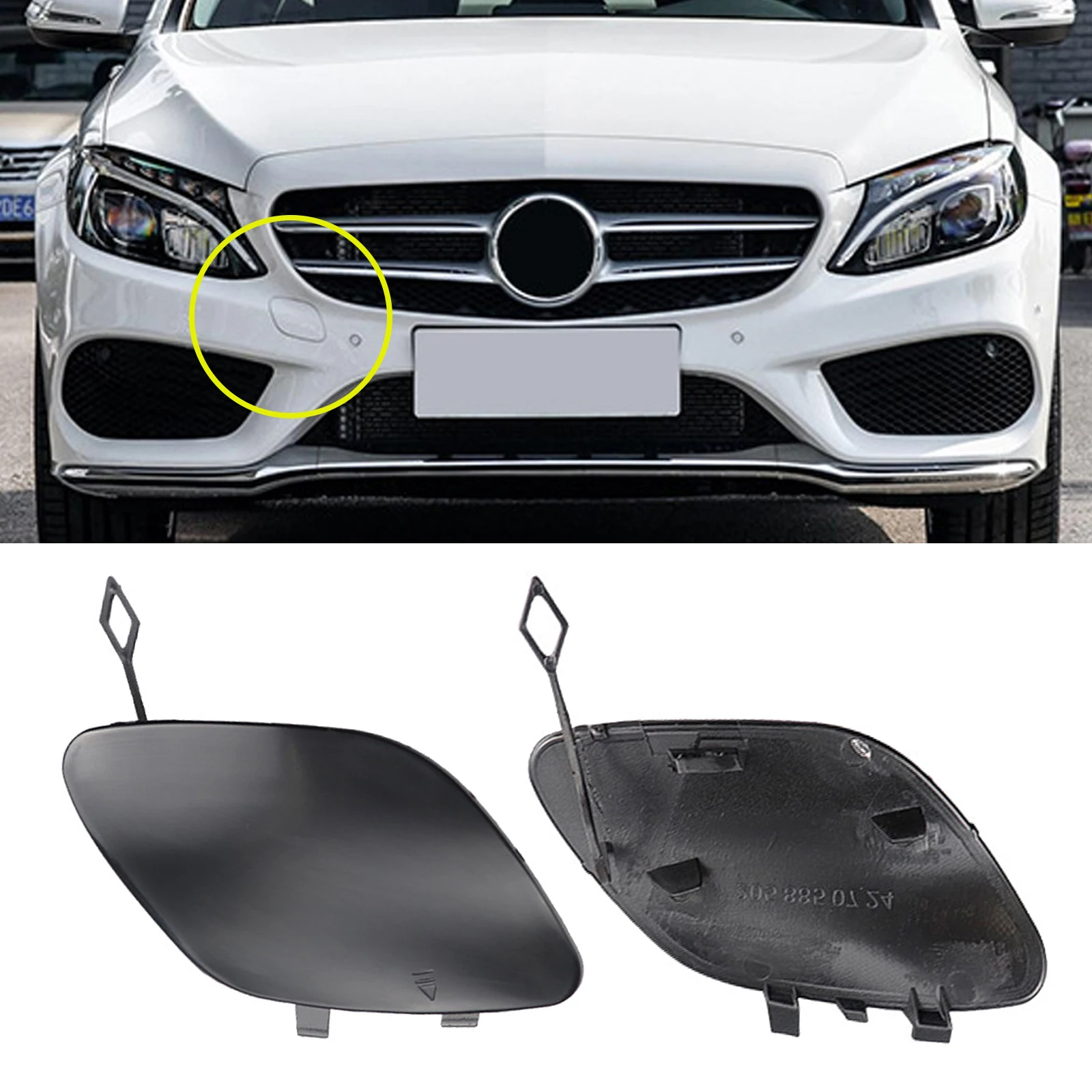 Car Front Rear Bumper Tow Hook Eye Coupler Trailer Cover Plug For Mercedes-Benz W205 C-Class C300 C350e C400 C43AMG 2015-2018