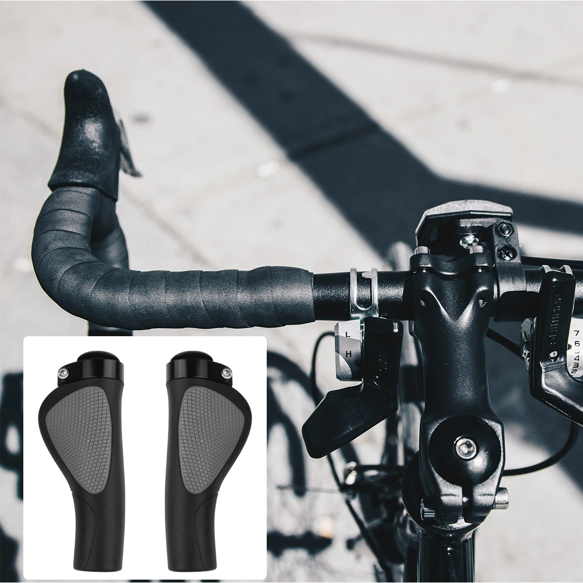 

1Pair Bike Handlebar Lock Grip Cover Anti-Slip Wear-Resistant Ergonomic Handle Covers for Long Distance Cycling Comfortable Bike