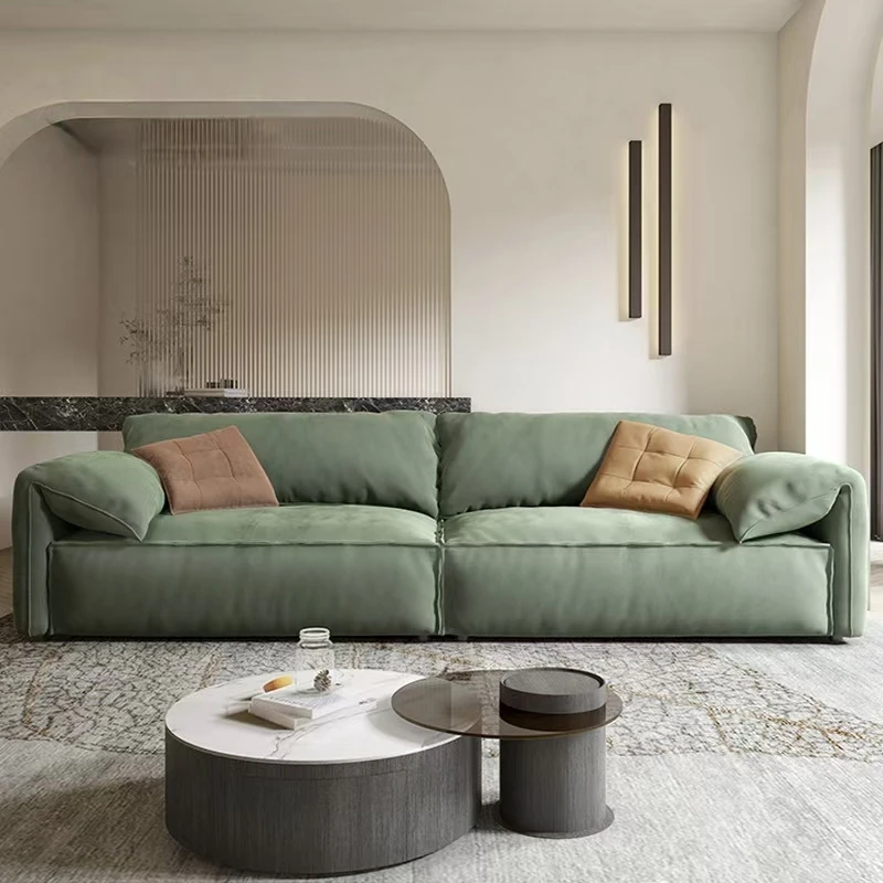 

-For Italian-Style Tech Fabric Sofa Premium Quality Home Living Room Three-Seater Straight-Back Upholstered Elephant Ear Sofa*