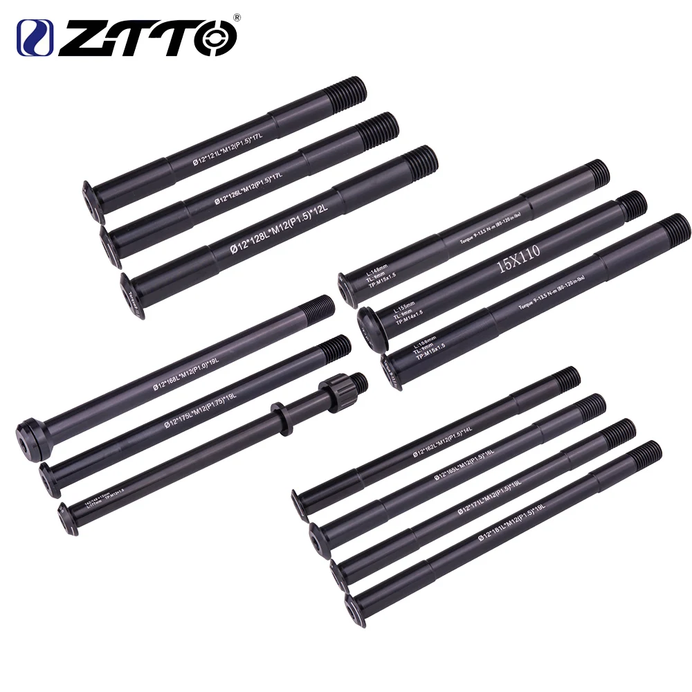 ZTTO MTB Thru axle Road Bike Shaft Front hub Rear hub Skewers 12mm 15mm Wheel Axis Hub Shaft 15x100 12x142 12x100 12x148 15x110