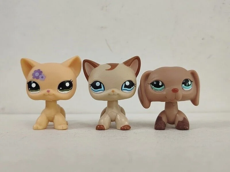 3 sztuk/partia Littlest Pet Shop zabawki LPS losowy kot jamnik pies figurki zwierząt nowość