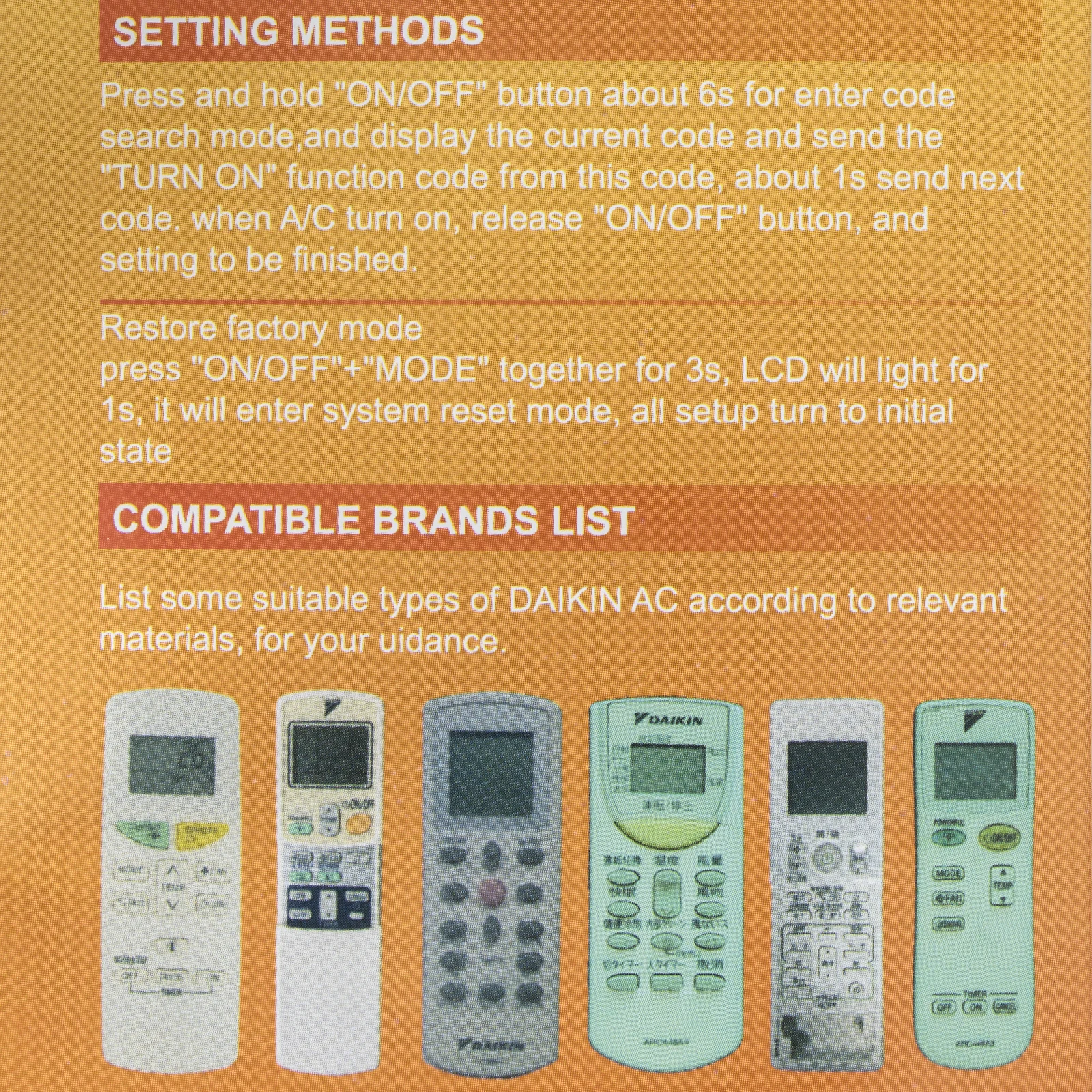 جهاز تحكم عن بعد عالمي A/C يستخدم فقط لاستبدال مكيف الهواء المخصص لجميع الموديلات من ماركة Daikin K-DK1339