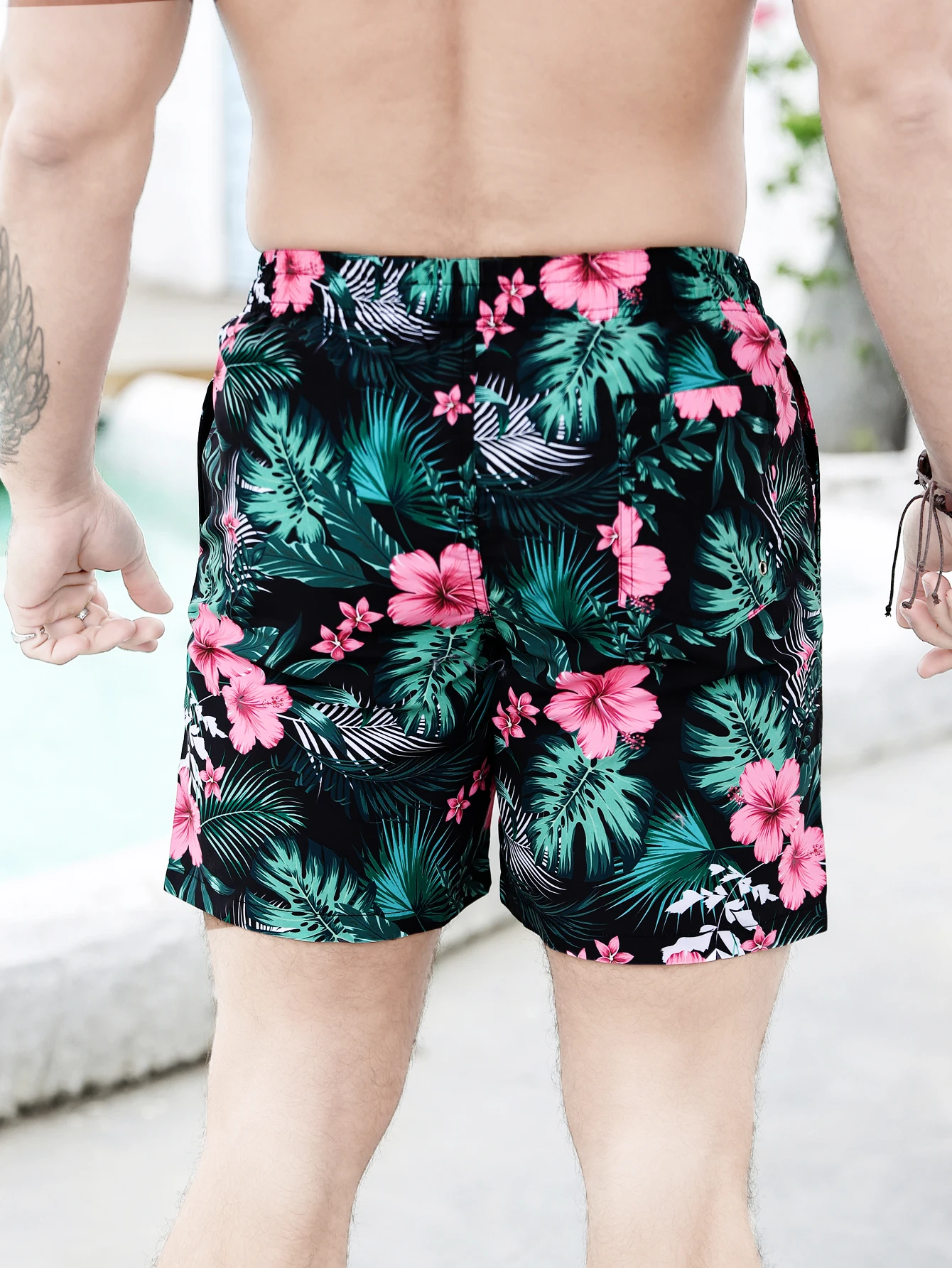 Men's big flower fashion beach shorts