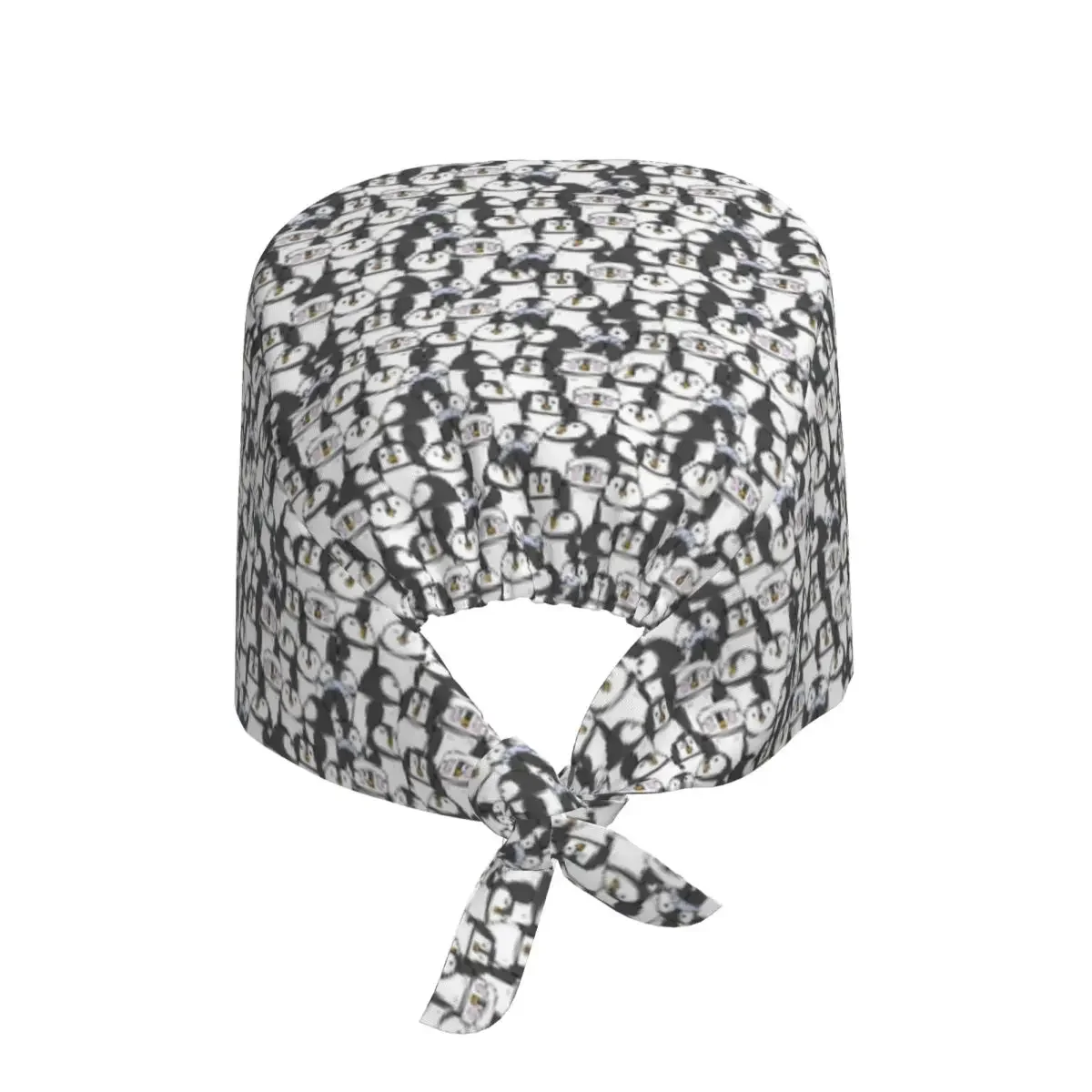 Hand Drawn Penguin Set Scrub Hat Doctor Working Surgical Cap Unisex Adjustable Nursing Caps for Dentist