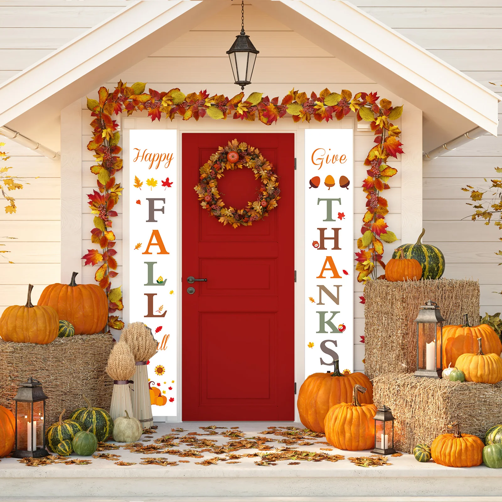 Thanksgiving Decorations for Home |Fall Decorations |Happy Fall Y'all & Give Thanks Porch Banners for Autumn Harvest Decorations