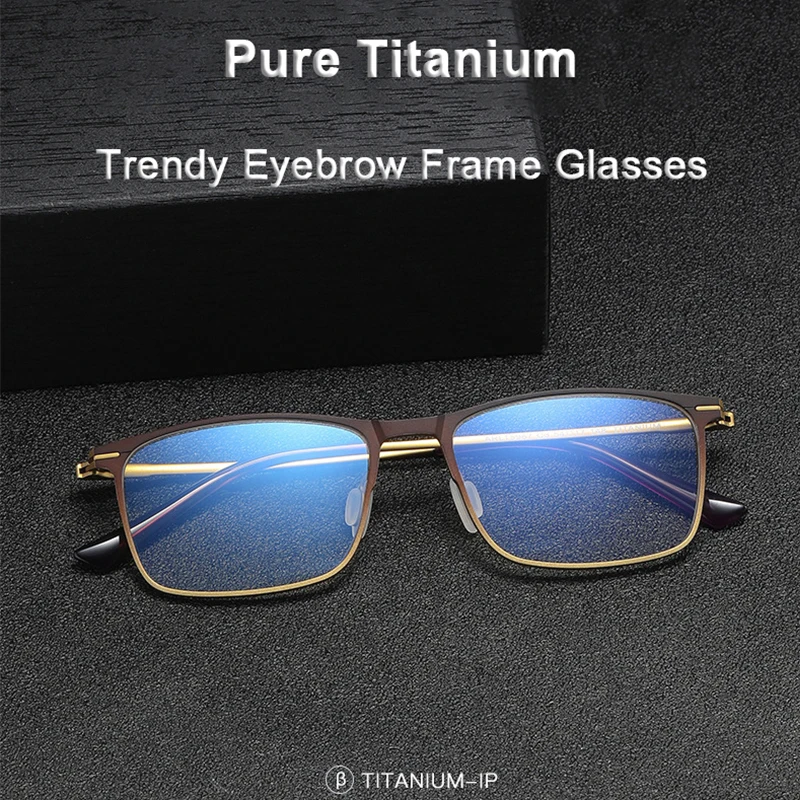 Matériau d'aviation tendance italienne Ultra léger 10g, monture de lunettes en alliage d'aluminium et de magnésium, support de faux sourcils raffiné pour homme d'affaires