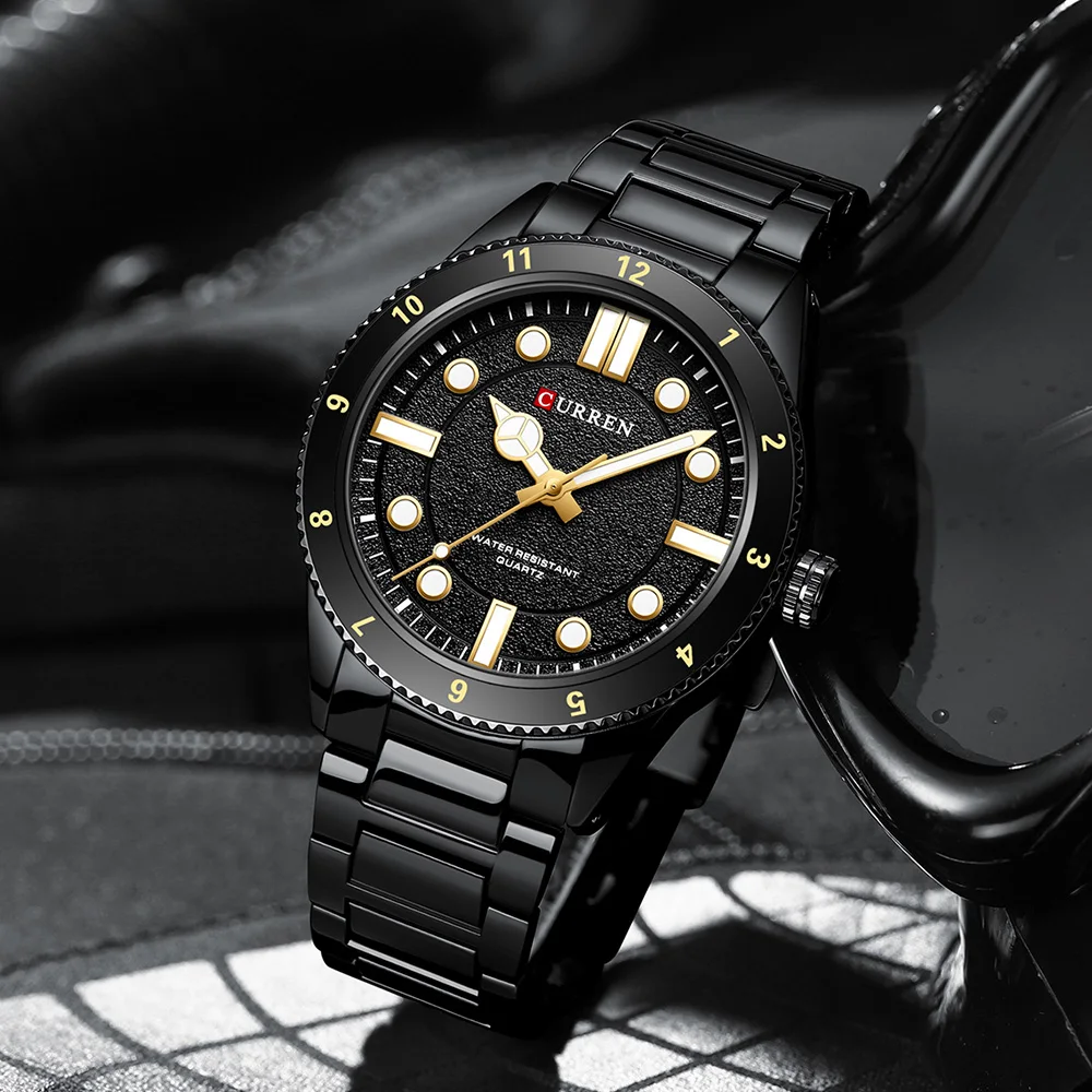 CURREN Men’s Watches Top Brand Sport Watch Luxury Men Military Steel Quartz Wristwatches Simple Design Male Clock Luminous hand