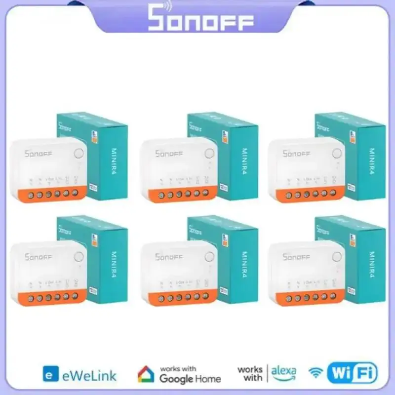 

Смарт-выключатель SONOFF MINIR4 с поддержкой Wi-Fi, 10 А